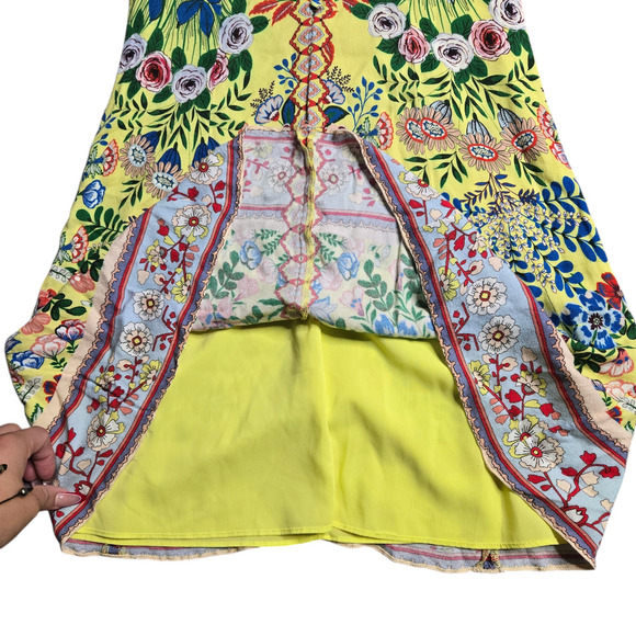 Alice + Olivia Hadley Button Front Dress in Wildflower Daffodil Size: 2 - Picture 4 of 8